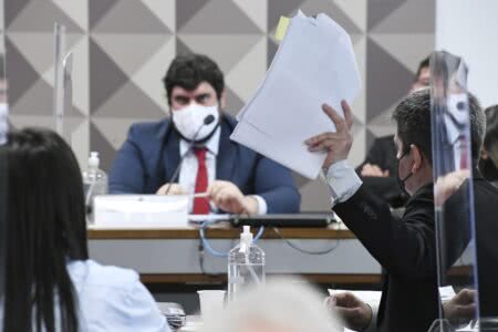 Durante a oitiva na CPI da Covid, o lobista Marconny Faria confirmou que mantém uma relação de amizade com Jair Renan Bolsonaro, filho do presidente da República. Foto: Roque de Sá/Agência Senado
