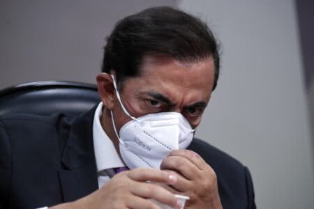 Apesar de negar ser sócio-oculto da FIB Bank, Marcos Tolentino ficou em silêncio na CPI da Covid quando perguntado sobre quem é o dono da empresa. Foto: Edilson Rodrigues/Agência Senado
