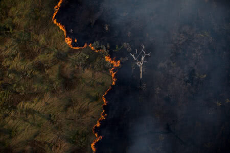 Queimada e vista em meio a area de floresta proximo a capital Porto Velho. Foto: Bruno Kelly/Amazonia Real.