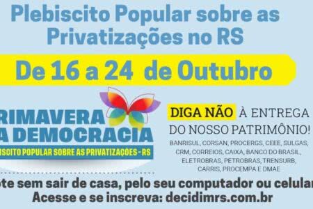 Plebiscito ocorrerá de 16 a 24 de outubro