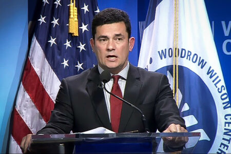 Sergio Moro, em palestra nos Estados Unidos. (Foto: Wilson Center/Reprodução)