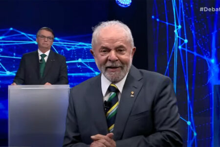 Lula procurou falar sempre Bolsonaro, no debate da Band (Band/Reprodução)