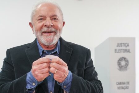 Lula após votar no primeiro turno, em São Bernardo do Campo | Foto: Ricardo Stuckert 