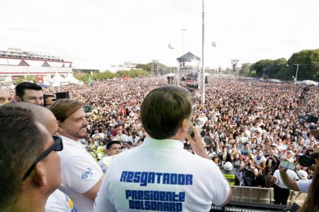 Ex-presidente Jair Bolsonaro durante discurso na 27ª edição da Marcha para Jesus de 2019 | Foto: Isac Nóbrega/PR